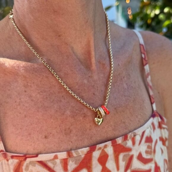 Roxanne Assoulin The Box Chain Charm Necklace Gold Puffy Heart - Picture 1 of 7